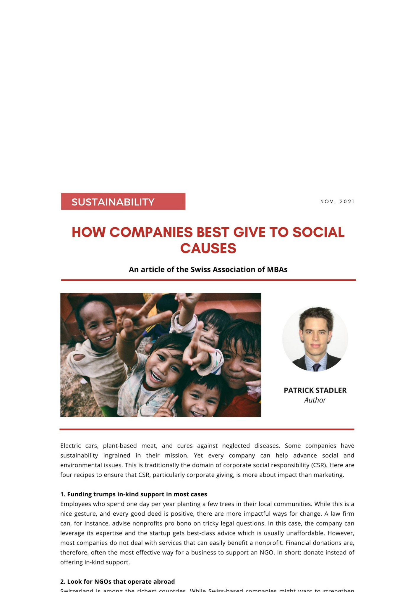 How Companies Best Give to Social Causes