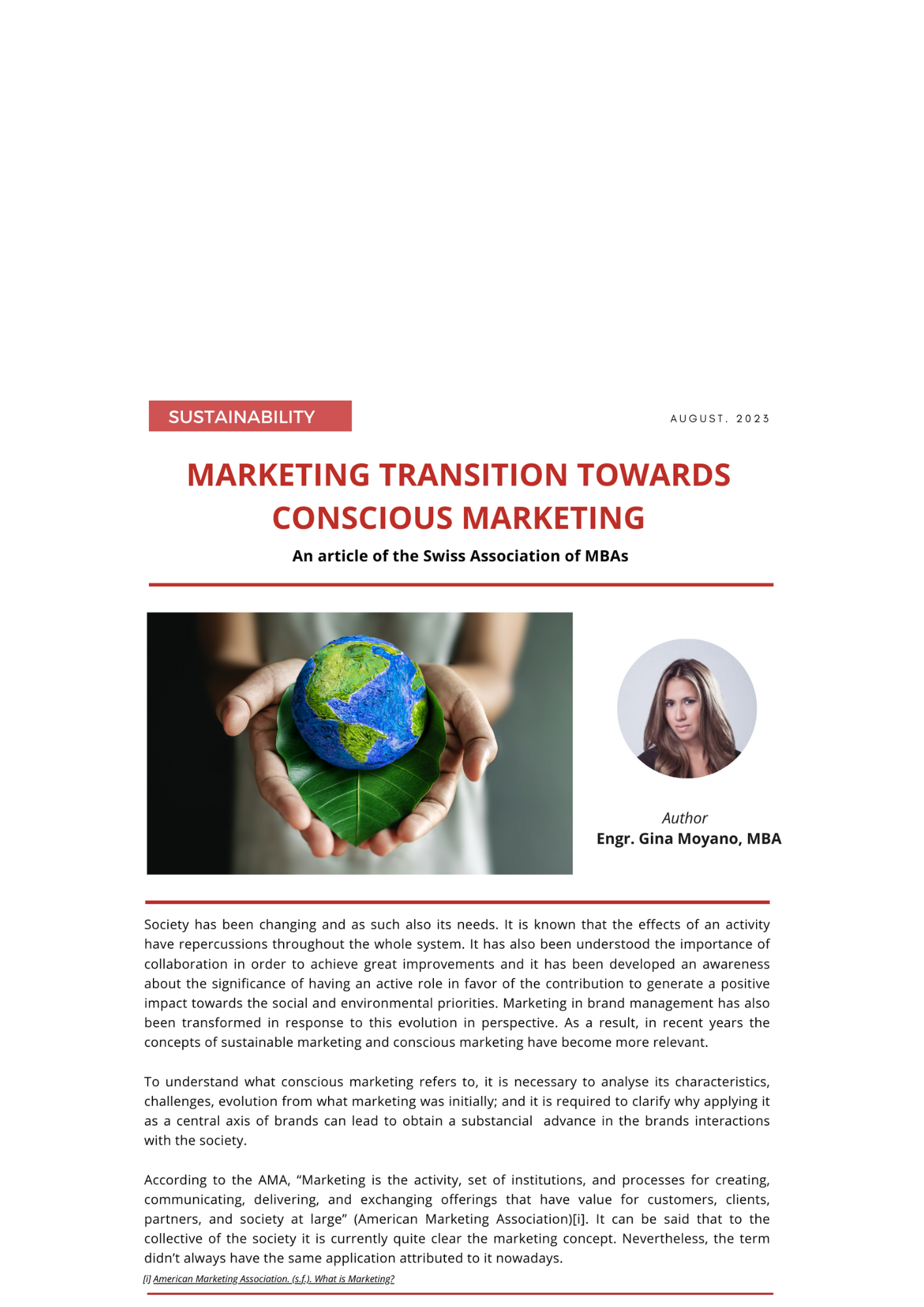 MARKETING TRANSITION TOWARDS CONSCIOUS MARKETING